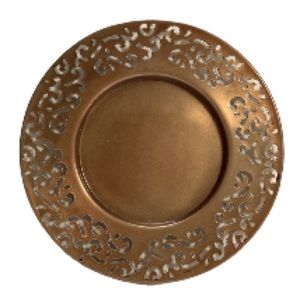 YANKEE CANDLE Brass Metal Candle Plate Dish Swirl Design 7" inch Diameter